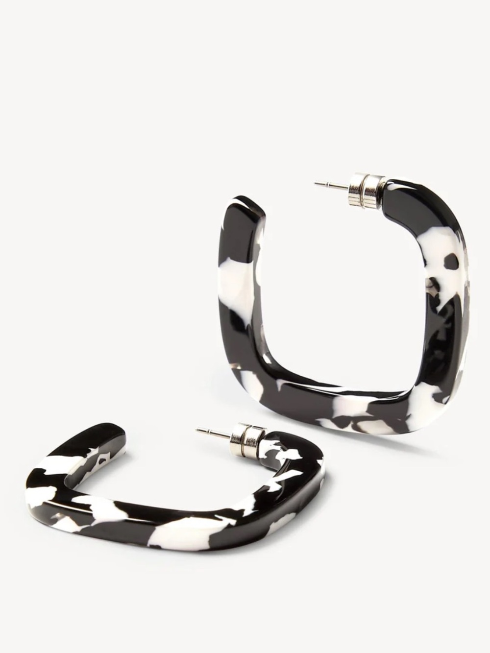 NWT - Machete acetate square midi Black and White hoop earrings in Noir